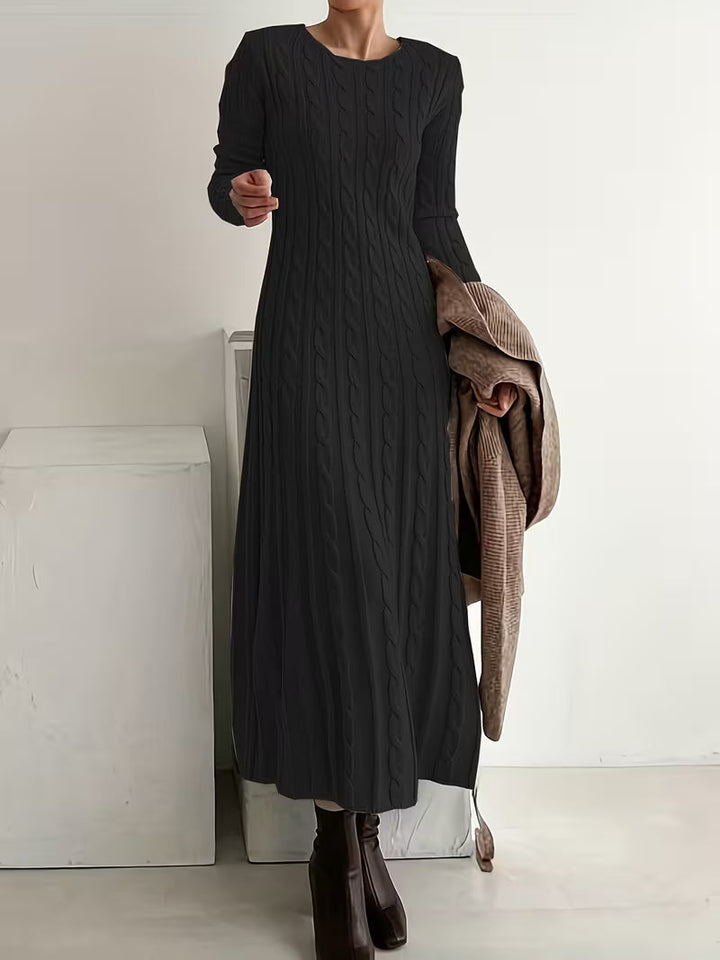 Jemima - Elegant Long Cable-Knit Dress