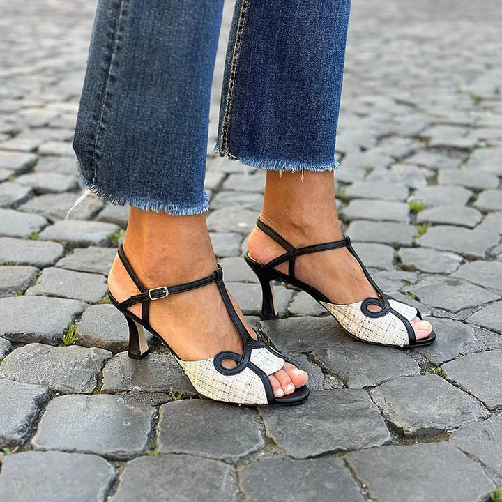 MID HEEL RETRO STYLE SANDALS