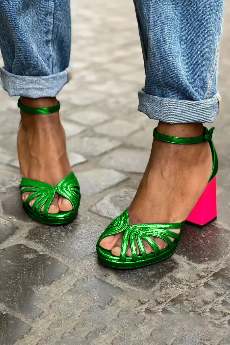 TWO-COLOURED HEEL SANDALS