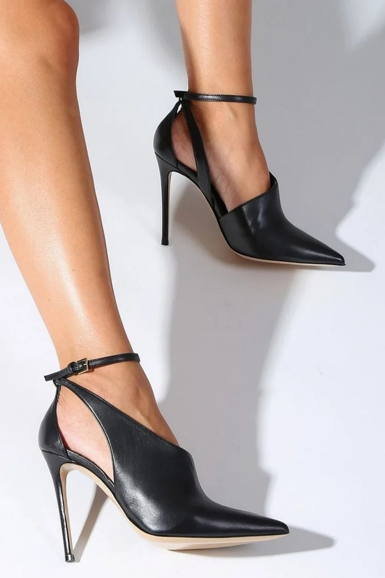 POINTED TOE HEEL WITH ANKLE STRAP