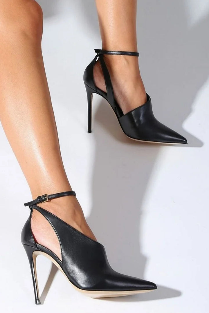 POINTED TOE HEEL WITH ANKLE STRAP