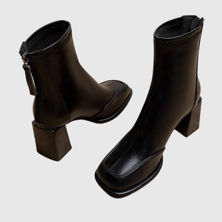 CLARINDA | SQUARE-TOE BLOCK HEEL BOOTS