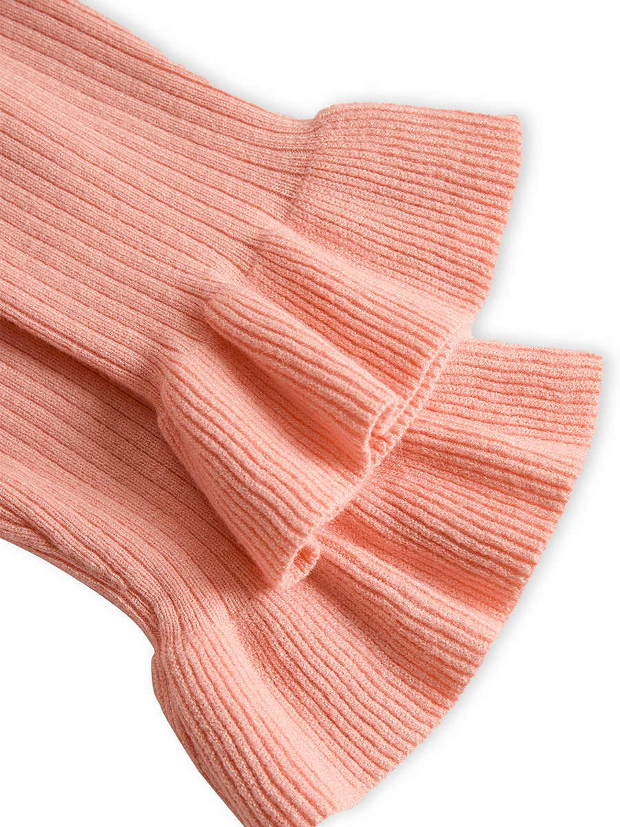 Sweetheart Ruffle Hem Ribbed Knit Mini Dress