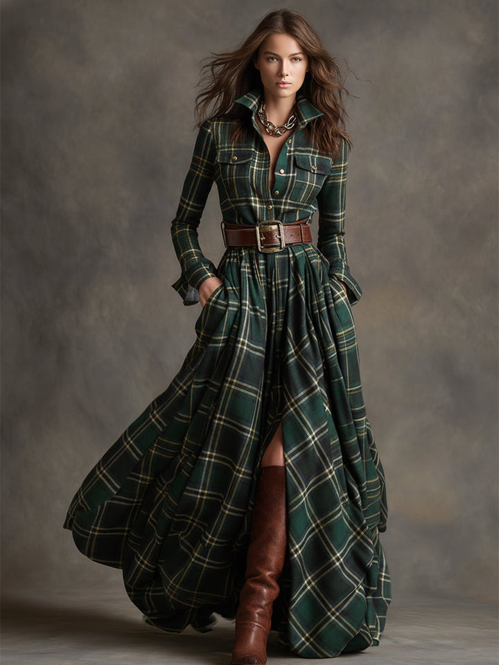 Jessica – Maxi Shirt Dress with Classic Checks