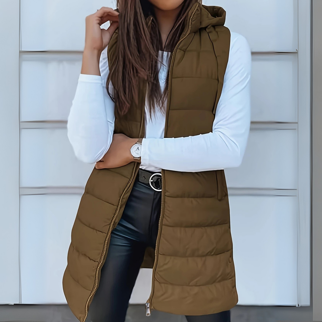 EIRLYS | CASUAL SLEEVELESS HOODED PUFFER VEST