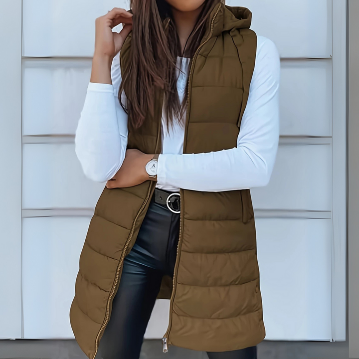 EIRLYS | CASUAL SLEEVELESS HOODED PUFFER VEST