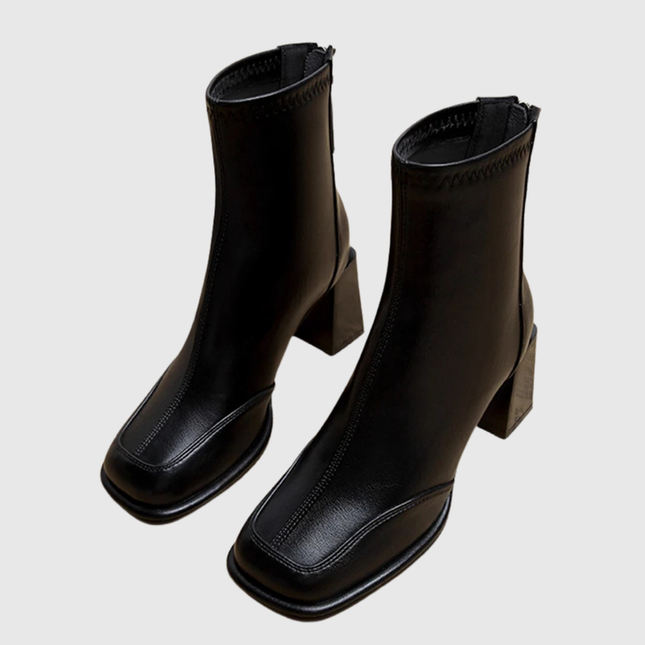 CLARINDA | SQUARE-TOE BLOCK HEEL BOOTS