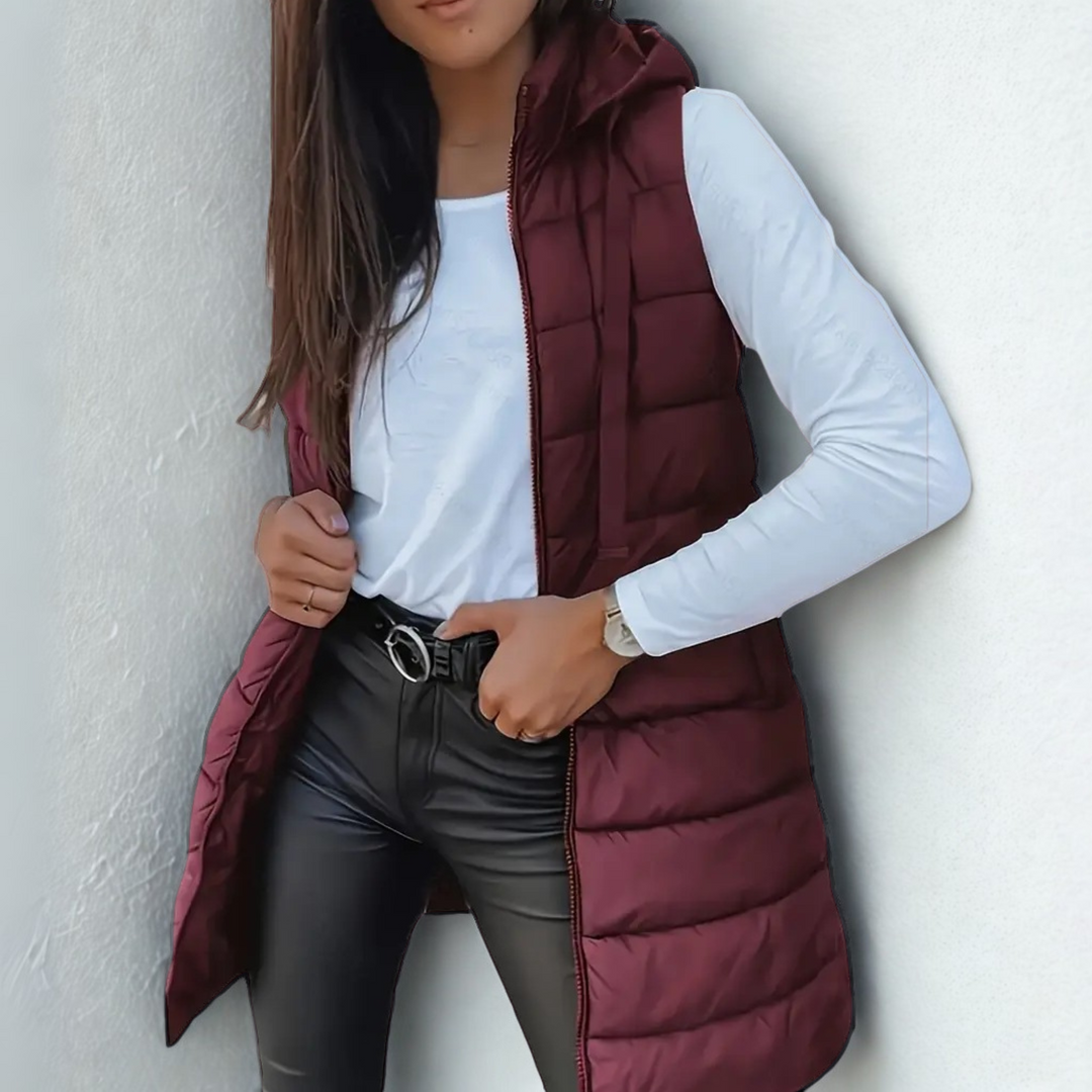 EIRLYS | CASUAL SLEEVELESS HOODED PUFFER VEST