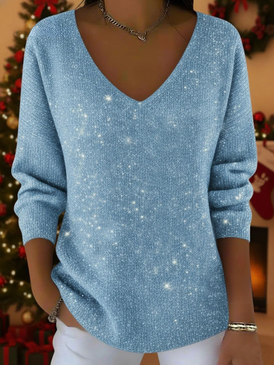 Prue – Festive V-Neck Jumper