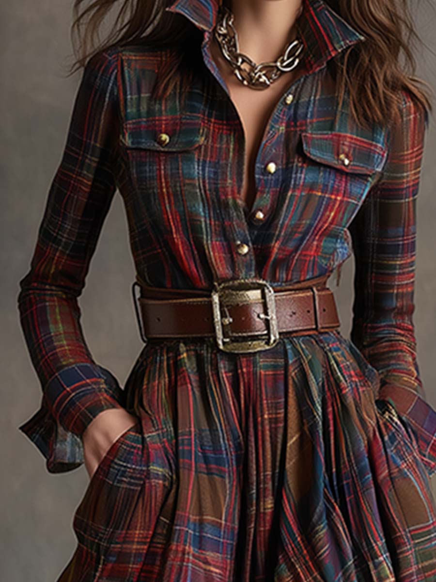 Jessica – Maxi Shirt Dress with Classic Checks
