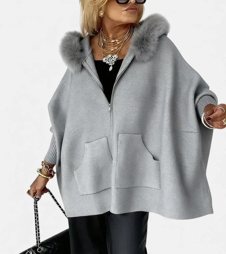 Olivia – Casual Hooded Coat with Fur Collar