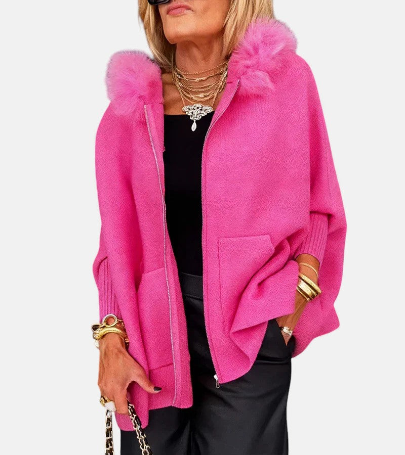 Olivia – Casual Hooded Coat with Fur Collar
