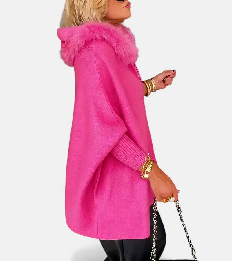 Olivia – Casual Hooded Coat with Fur Collar