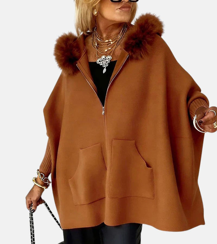 Olivia – Casual Hooded Coat with Fur Collar