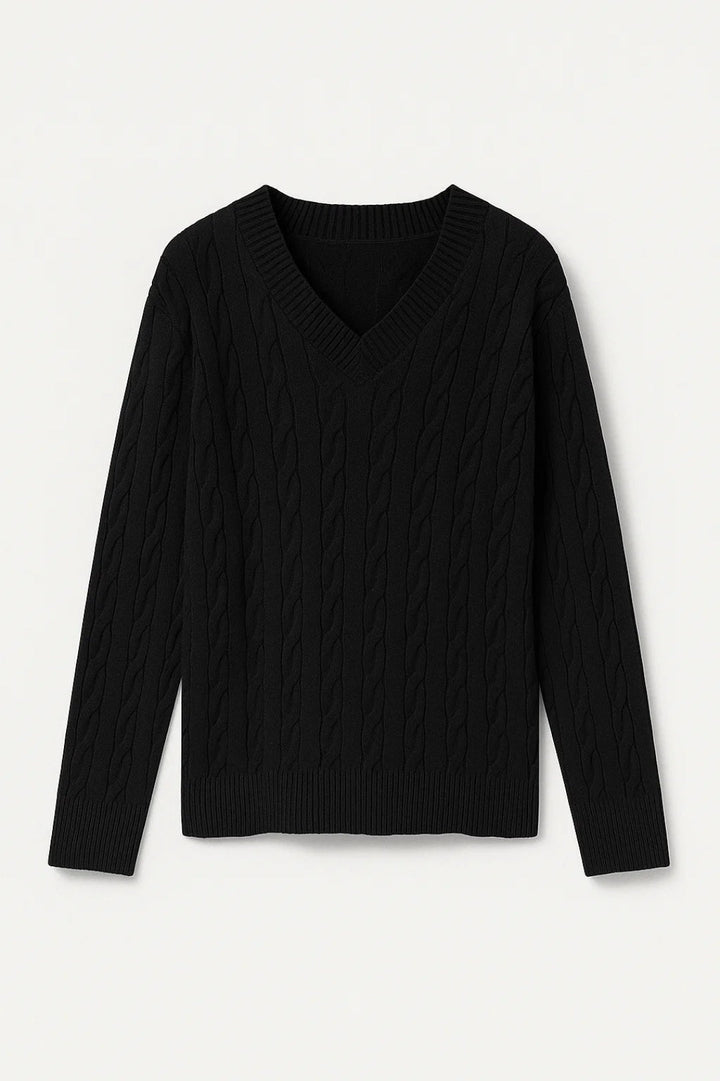 SUNNIVA | V-NECK CABLE-KNIT SWEATER