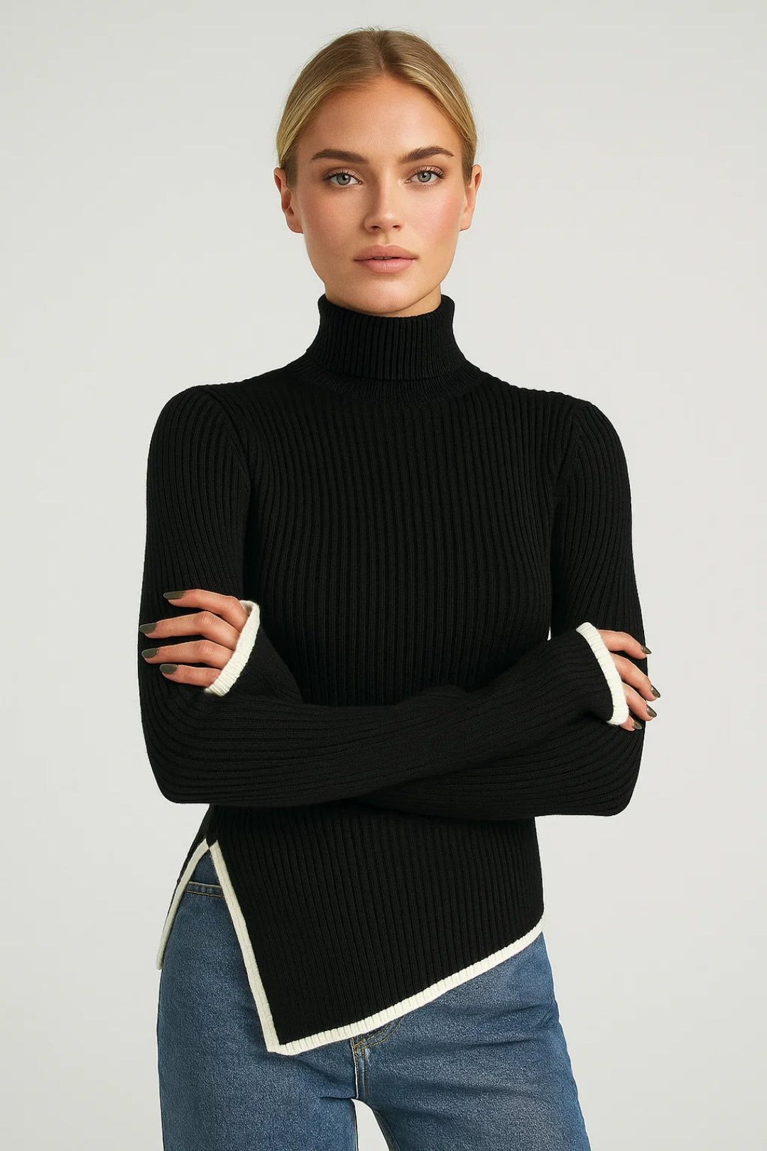 AUREOLE | FLARED-SLEEVE TURTONLECK KNIT SWEATER