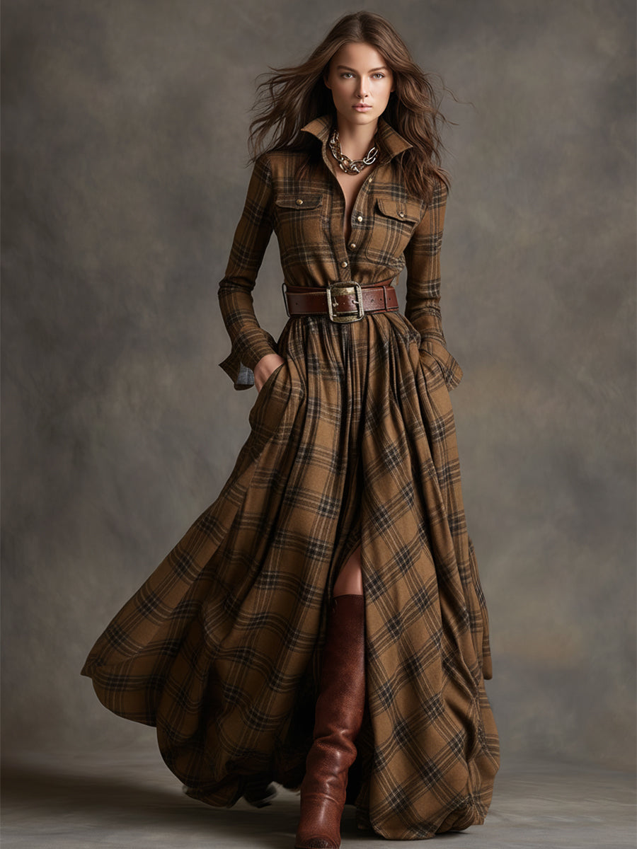 Jessica – Maxi Shirt Dress with Classic Checks