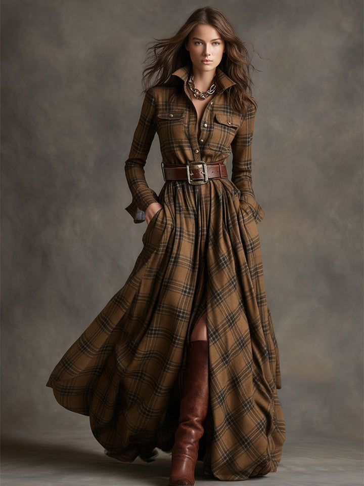 Jessica – Maxi Shirt Dress with Classic Checks