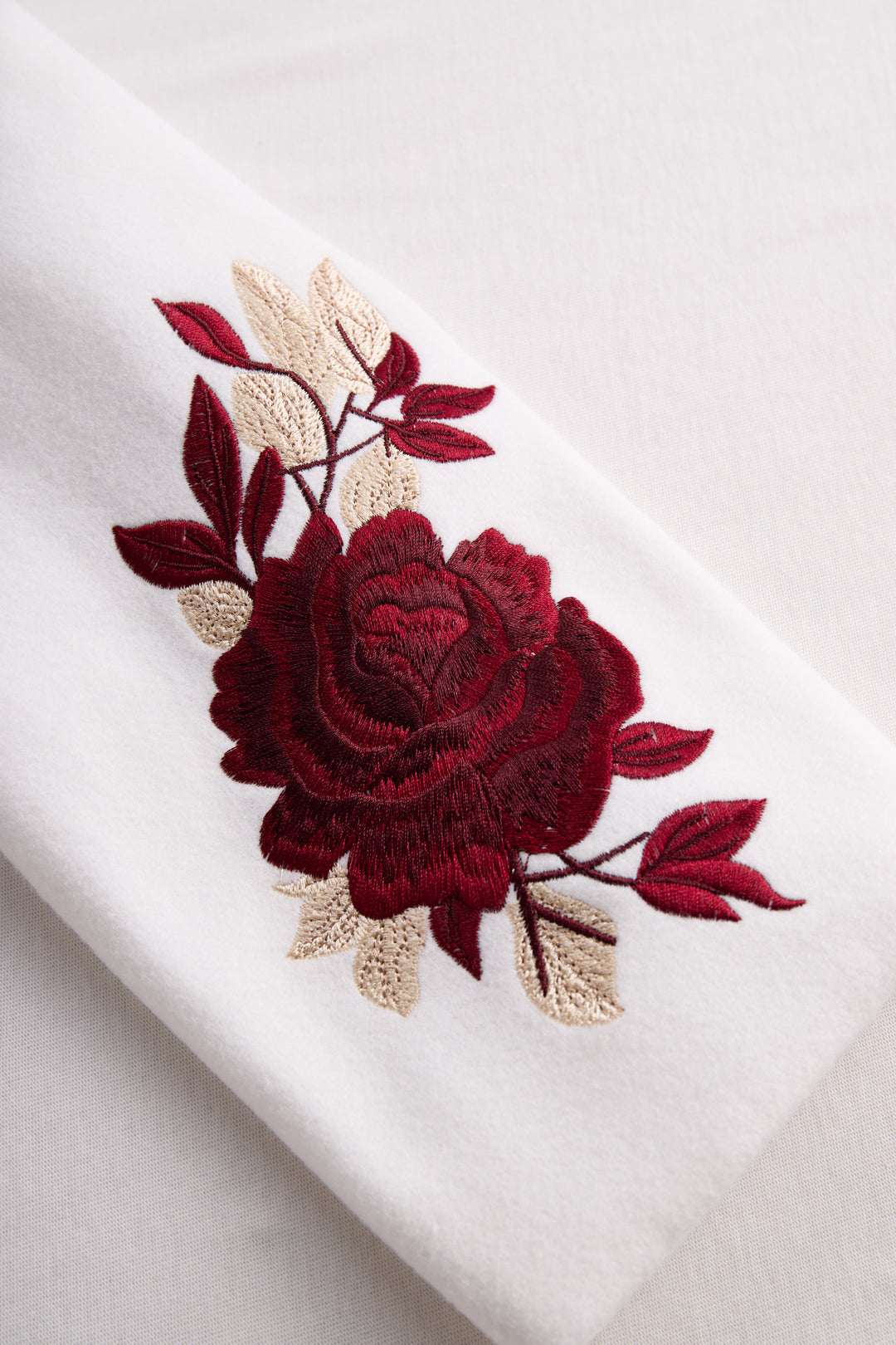 Chic White Blazer with Red Rose Embroidery