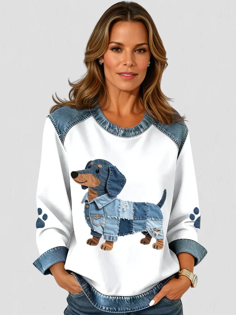 Paloma – Charming Patchwork Denim Dachshund