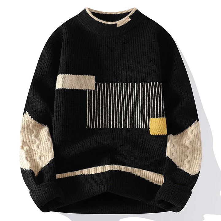RÉVE | MOCK NECK PATCHWORK SWEATER
