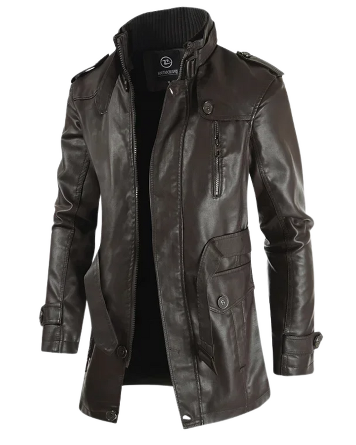 Nico - Elegant Long Leather Biker Jacket