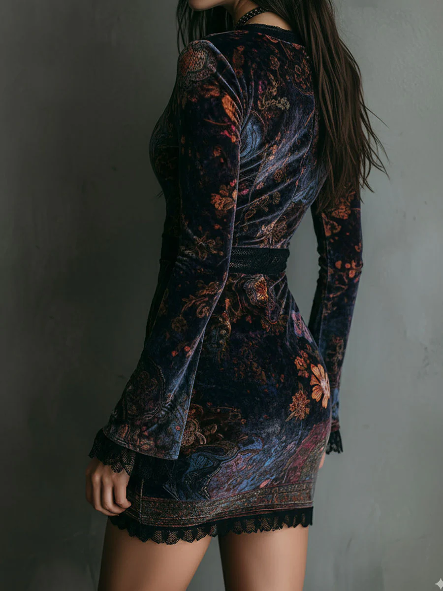 Tallis – Floral Velvet Mini Dress