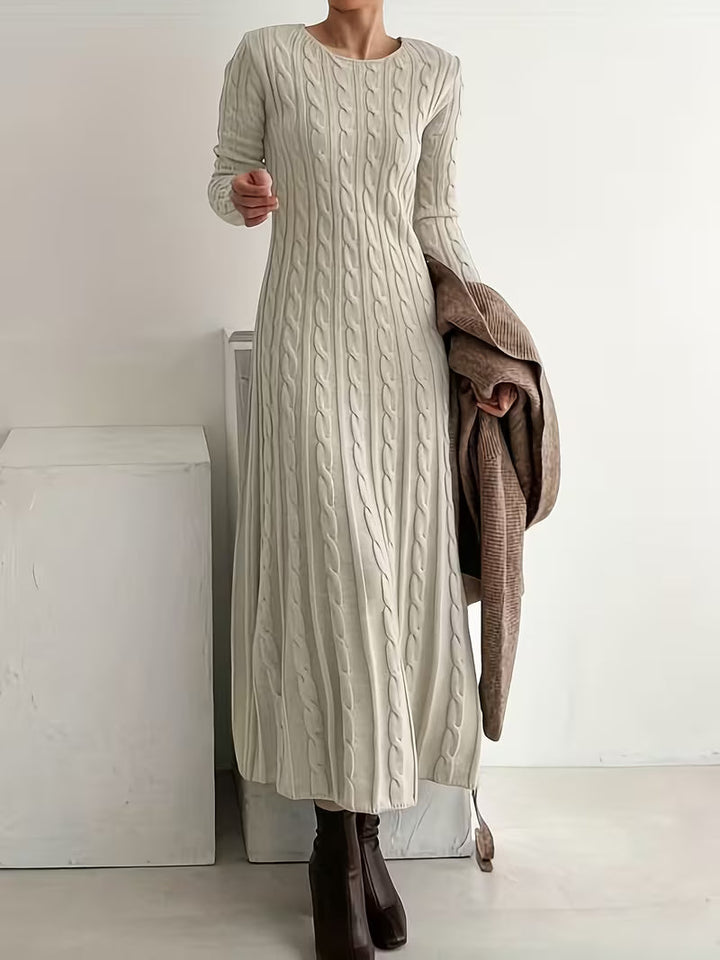 Jemima - Elegant Long Cable-Knit Dress