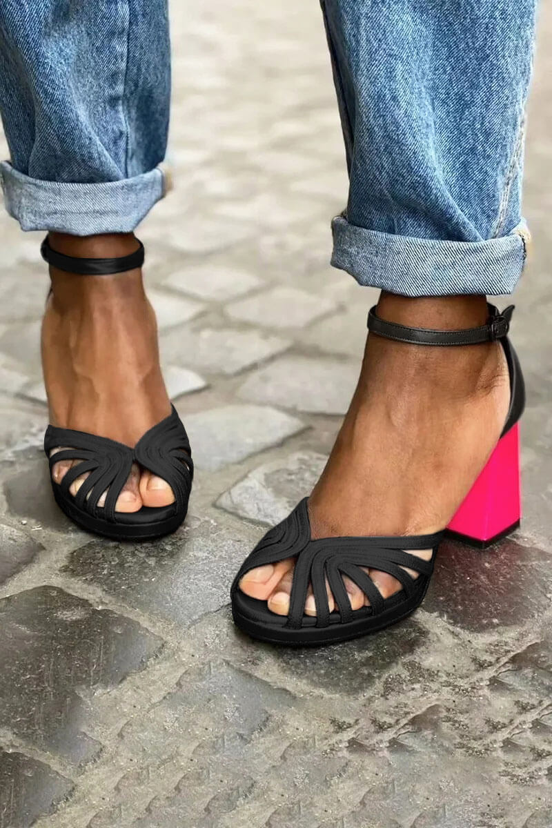 TWO-COLOURED HEEL SANDALS