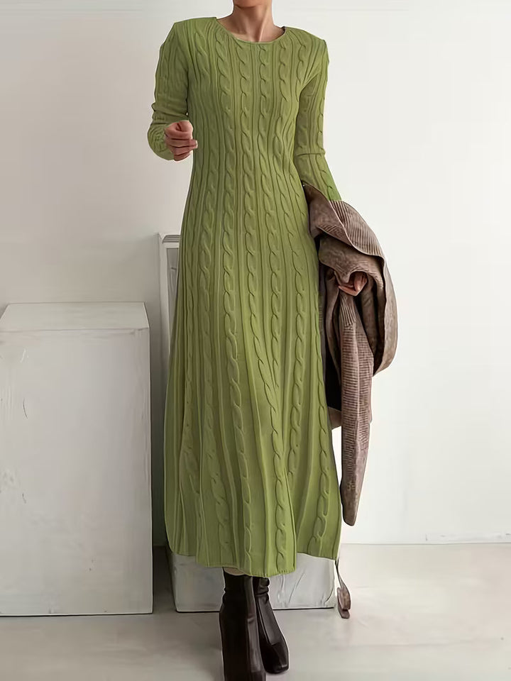Jemima - Elegant Long Cable-Knit Dress