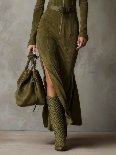 Maisie – Long Suede Dress