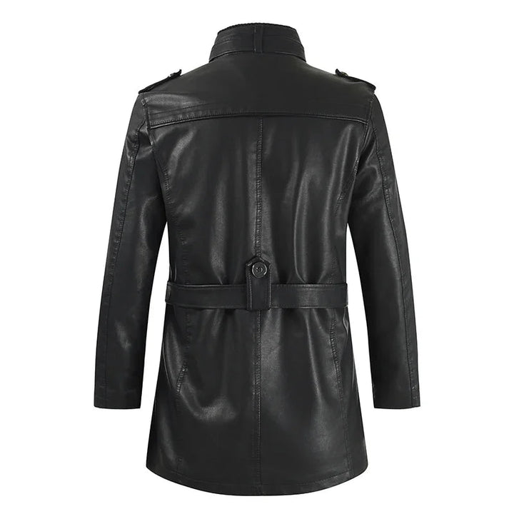 Nico - Elegant Long Leather Biker Jacket