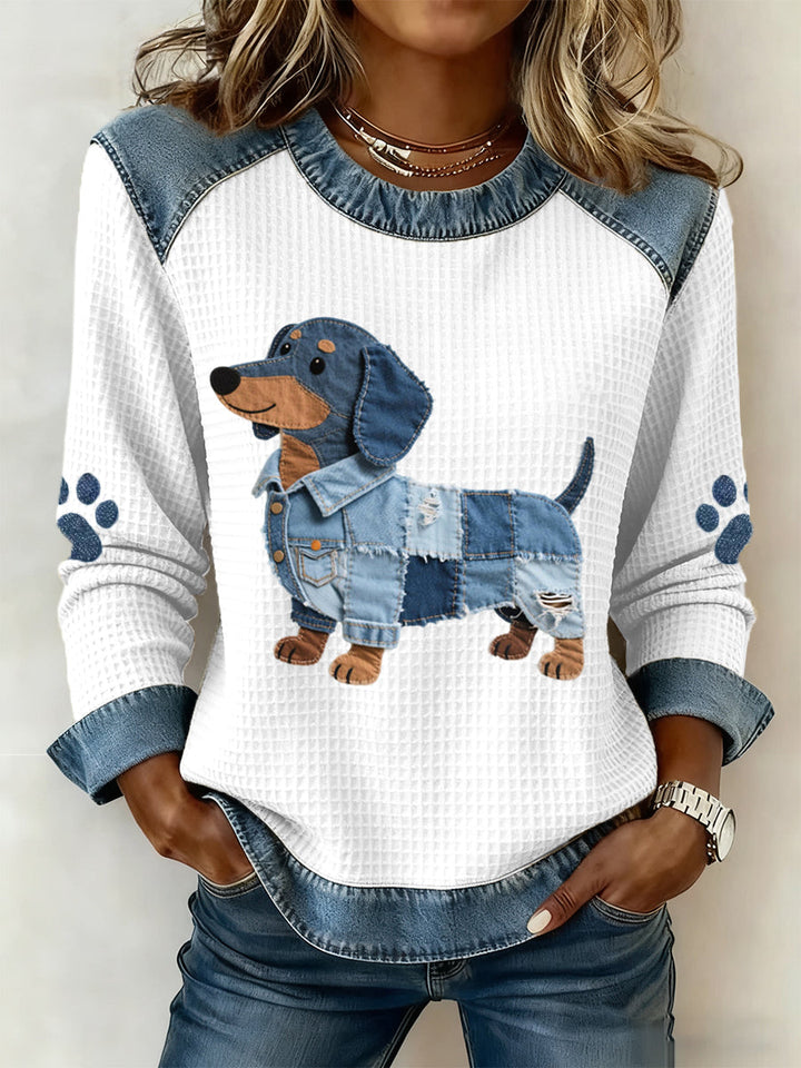 Paloma – Charming Patchwork Denim Dachshund